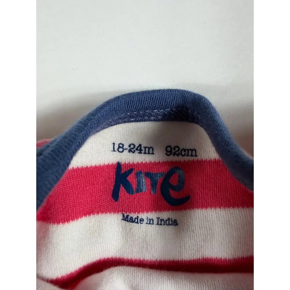 Kite Organic Sailboat Applique Striped Footed Romper Pink Size 18–24 Months